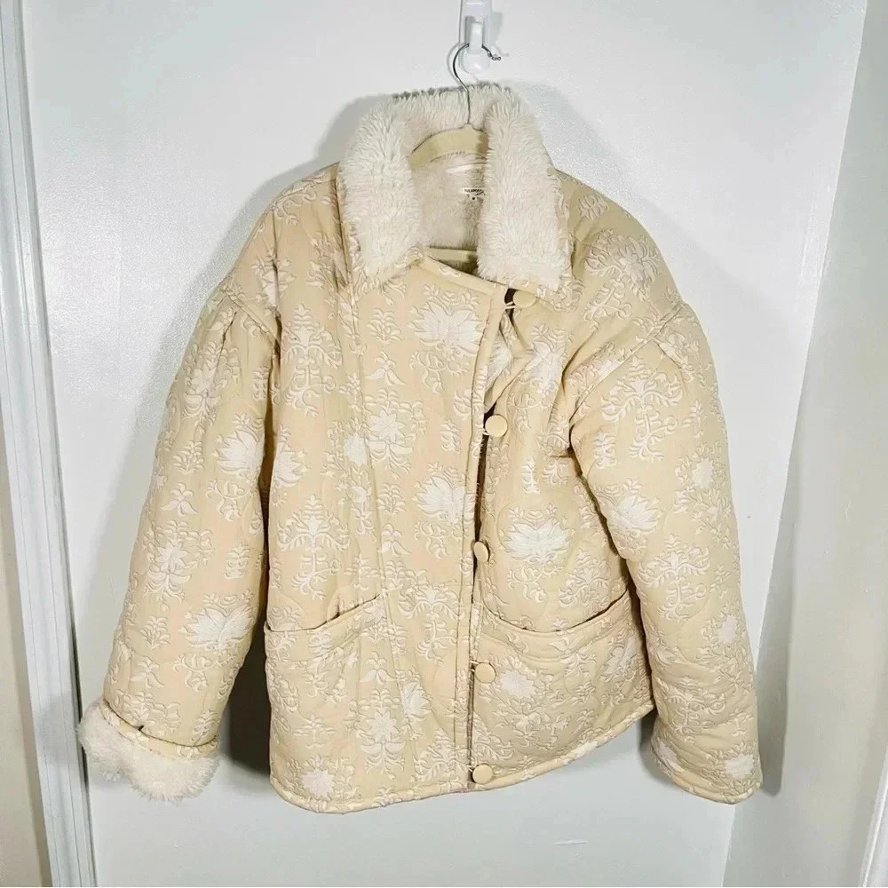NEW Tularosa Isobel Jacket Beige Ivory Jaipur Sherpa - Picture 3 of 11